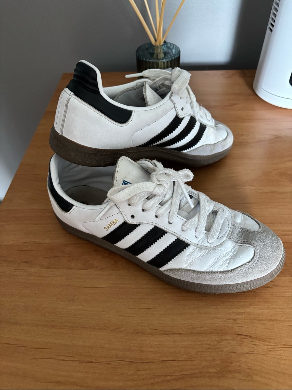 Adidas White & Black Samba Leather Sneakers
